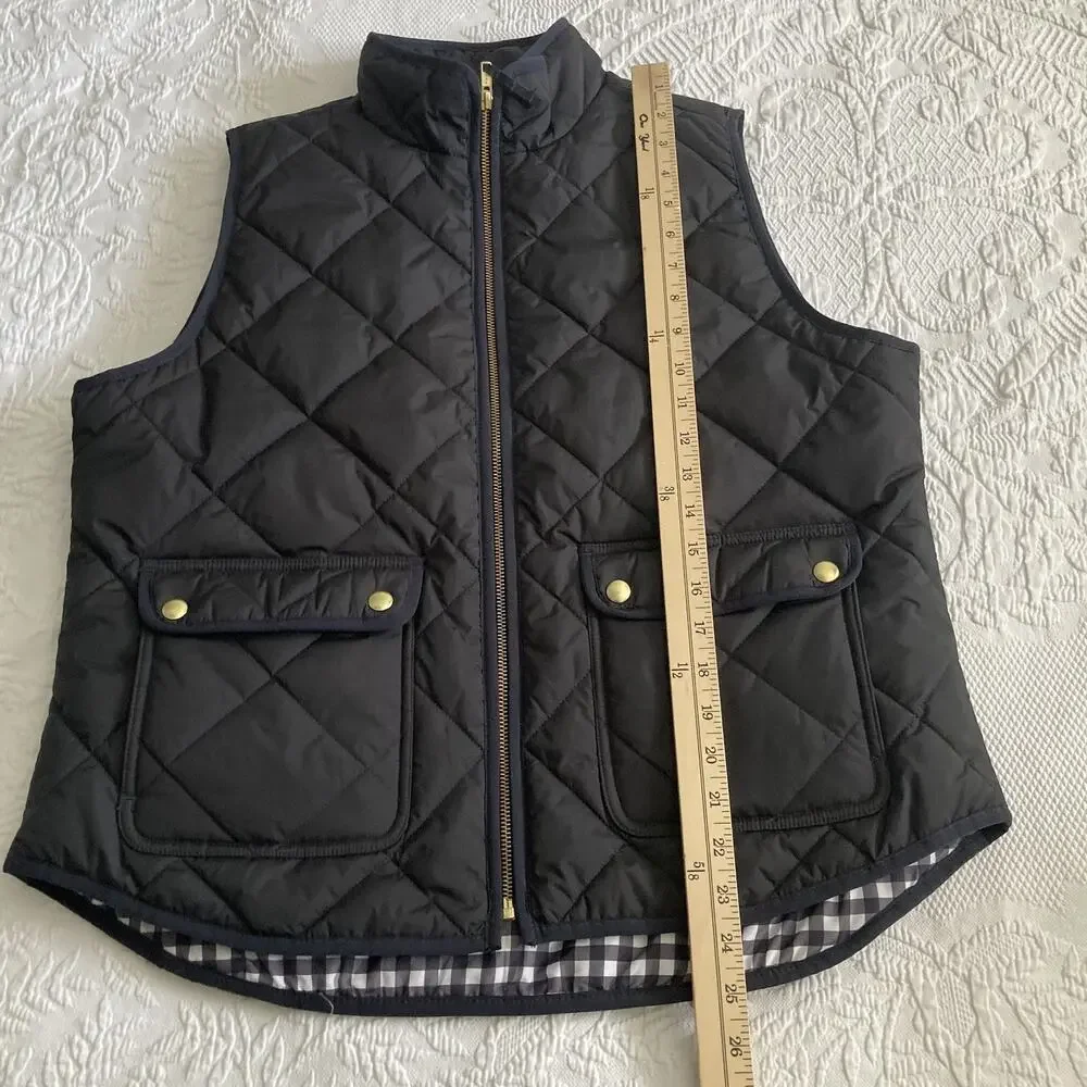J. Crew Factory Black Quilt Puffer Vest Style BJ901 classic preppy Women’s Large - Picture 9 of 11